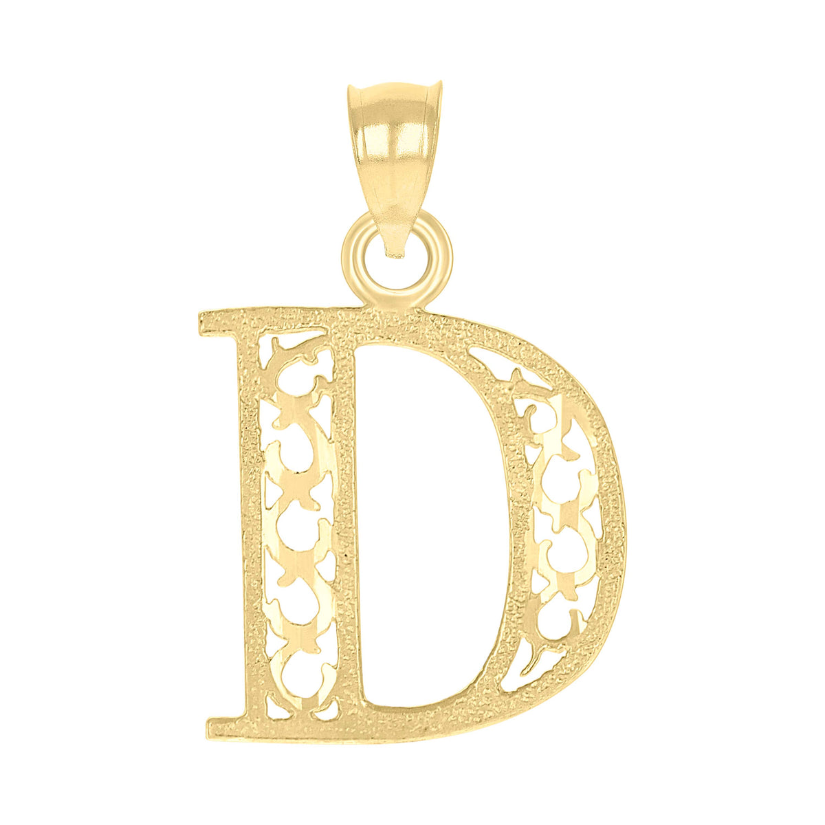 10K Yellow Gold Unisex Initial Letter D Charm Pendant