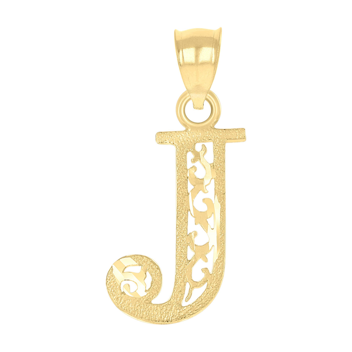 10K Yellow Gold Unisex Initial Letter J Charm Pendant