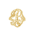 10K Yellow Gold Womens Diamond-Cut Textured Initial Letter B Band Ring