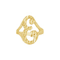 10K Yellow Gold Womens Diamond-Cut Textured Initial Letter E Band Ring