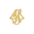 10K Yellow Gold Womens Diamond-Cut Textured Initial Letter H Band Ring
