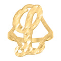10K Yellow Gold Womens Diamond-Cut Textured Initial Letter L Band Ring