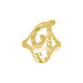 10K Yellow Gold Womens Diamond-Cut Textured Initial Letter T Band Ring