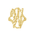 10K Yellow Gold Womens Diamond-Cut Textured Initial Letter W Band Ring