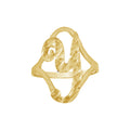 10K Yellow Gold Womens Diamond-Cut Textured Initial Letter Y Band Ring