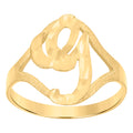 10K Yellow Gold Womens Diamond-Cut Textured Initial Letter G Band Ring