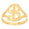 10K Yellow Gold Womens Diamond-Cut Textured Initial Letter B Band Ring