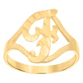 10K Yellow Gold Womens Diamond-Cut Textured Initial Letter F Band Ring