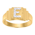 10K Two-tone Gold Unisex Initial Alphabet E Ring