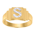 10K Two-tone Gold Unisex Initial Alphabet S Ring