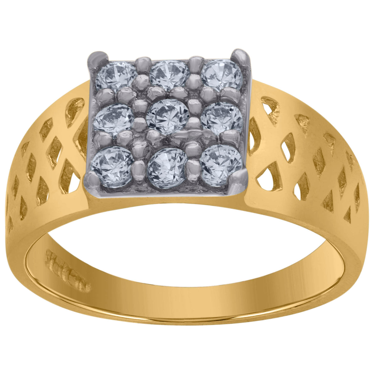 10K Two-Tone Gold Womens Cubic Zirconia Square Engagement Ring