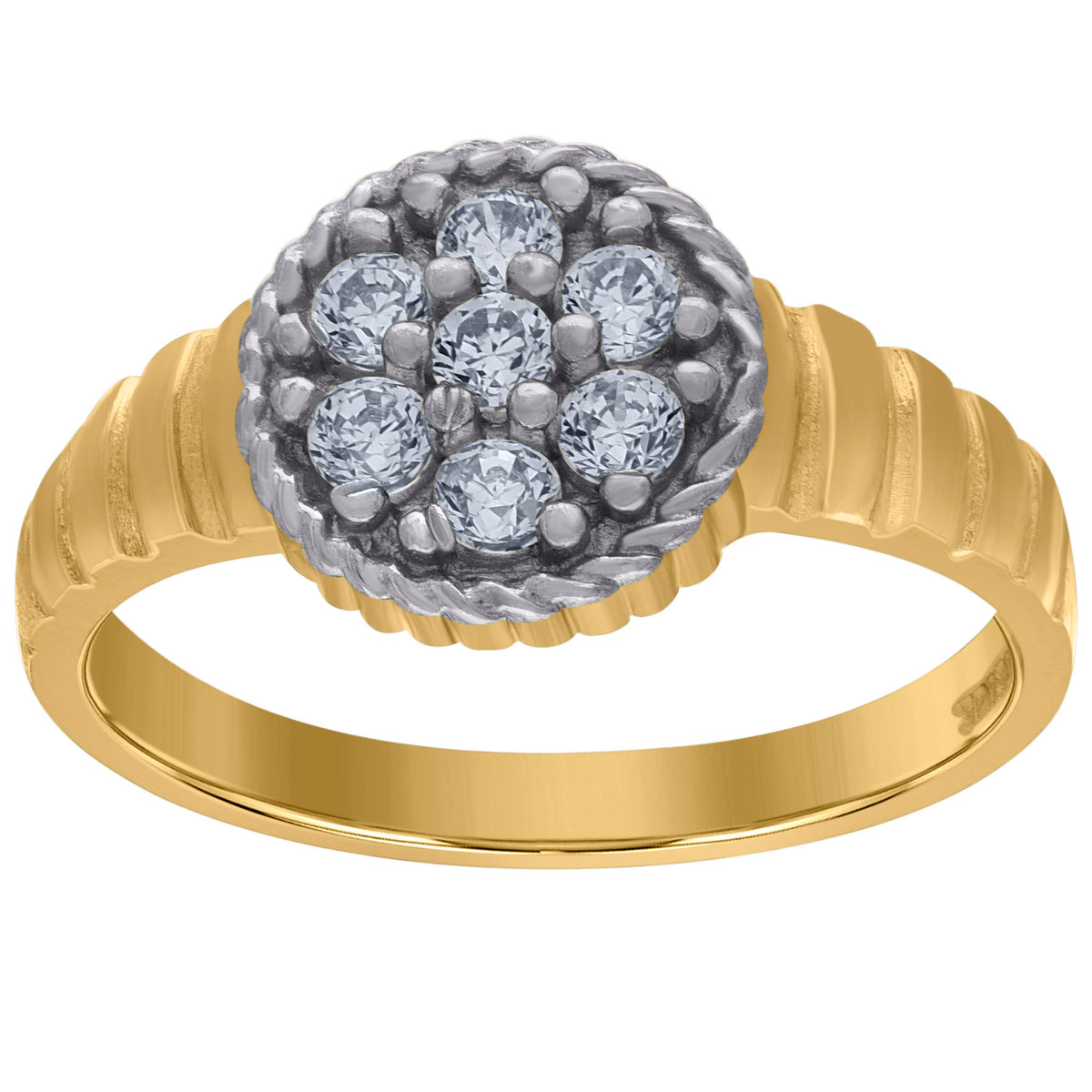 10K Two-Tone Gold Womens Cubic Zirconia Engagement Ring