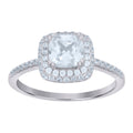 925 Sterling Silver Womens Cubic Zirconia Halo Ring Size 9