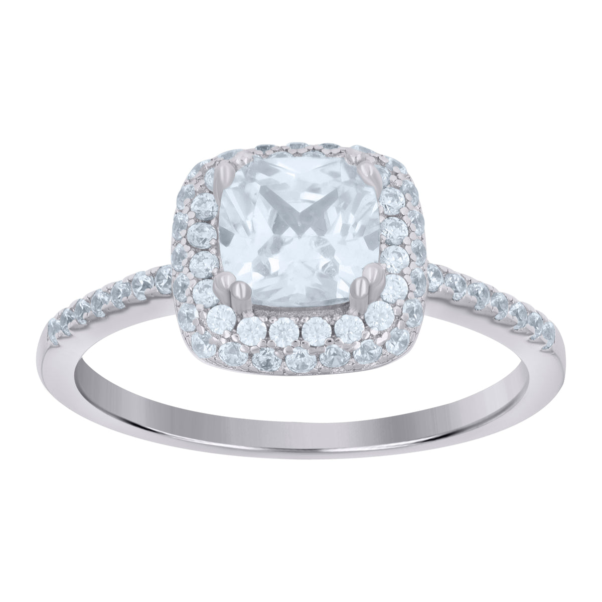 925 Sterling Silver Womens Cubic Zirconia Halo Ring Size 6