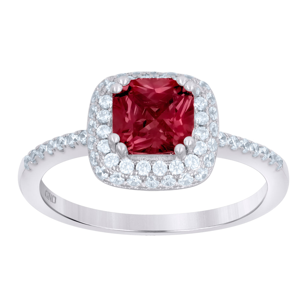 925 Sterling Silver Womens Red Cubic Zirconia Halo Ring