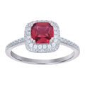 925 Sterling Silver Womens Red Cubic Zirconia Halo Ring Size 8