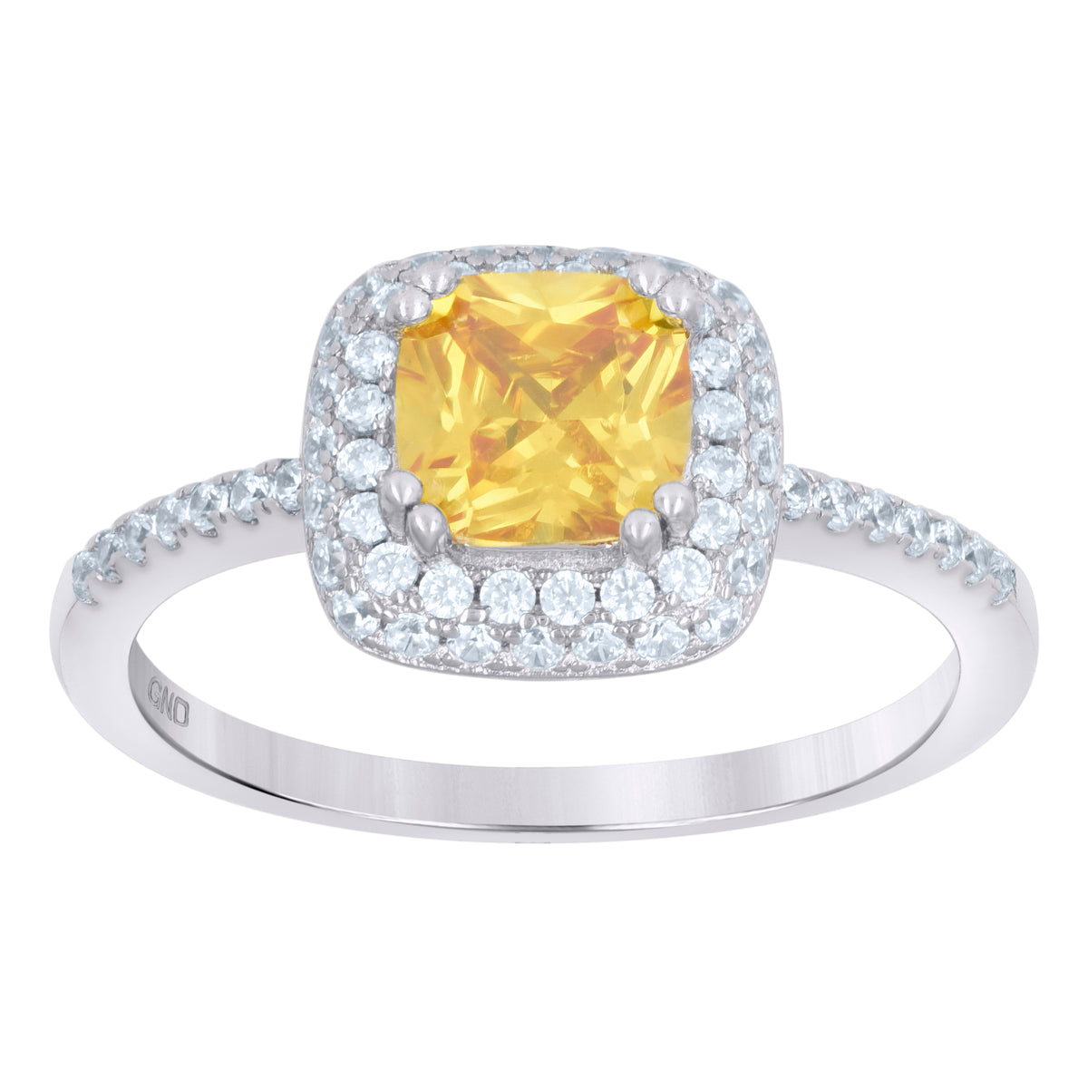 925 Sterling Silver Womens Yellow Cubic Zirconia Halo Ring Size 8
