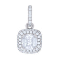 925 Sterling Silver Womens Cubic Zirconia Fashion Square Charm Pendant