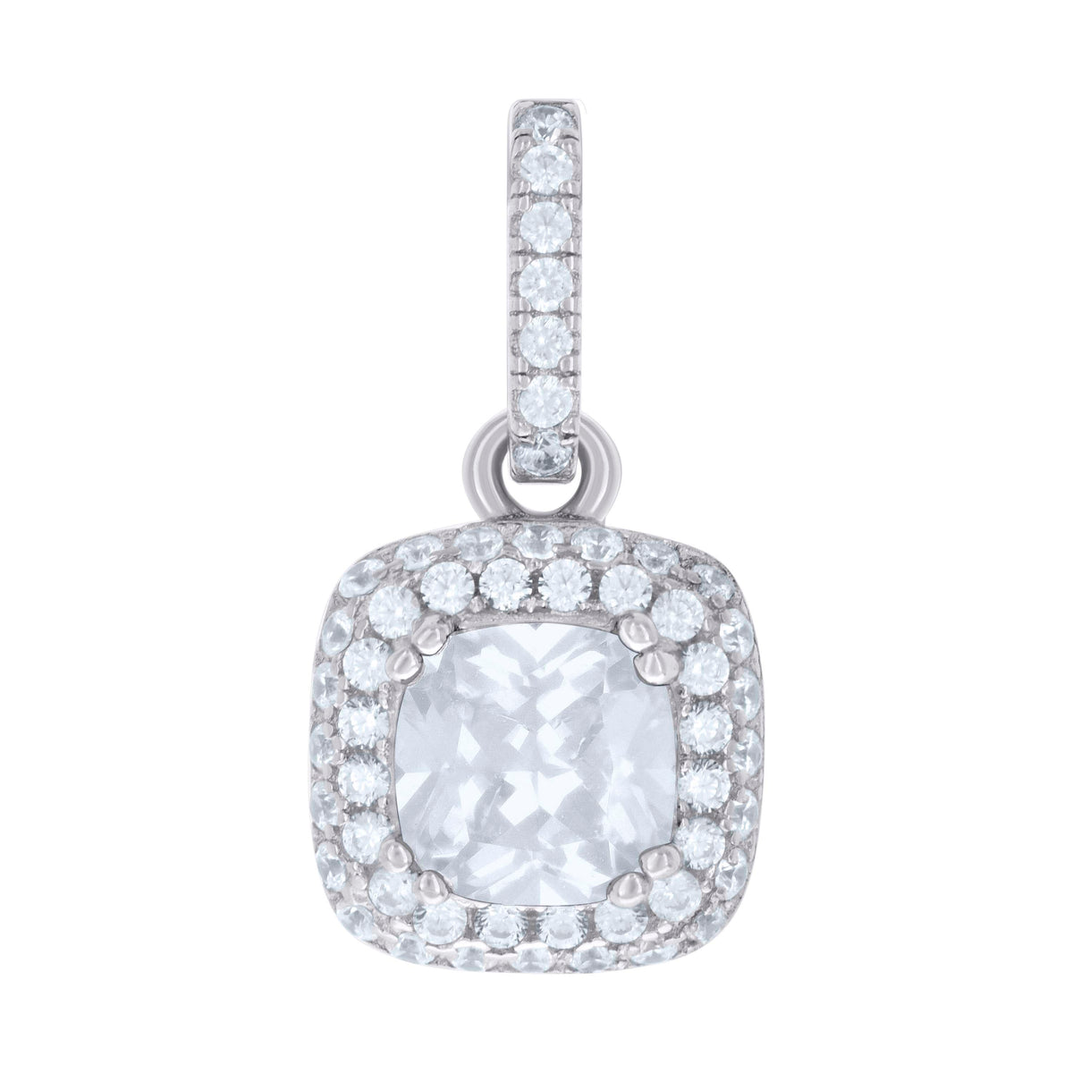 925 Sterling Silver Womens Cubic Zirconia Fashion Square Charm Pendant