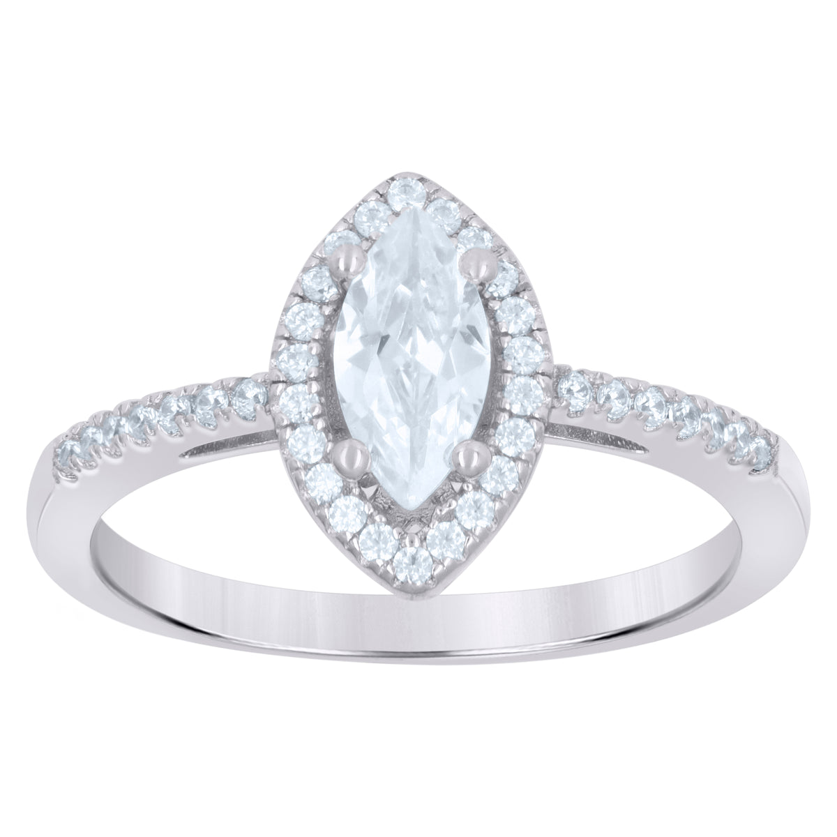 925 Sterling Silver Womens Marquise Cubic Zirconia Fashion Ring Size 7