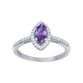 925 Sterling Silver Womens Purple Marquise Cubic Zirconia Fashion Ring Size 7