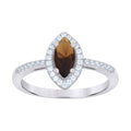 925 Sterling Silver Womens Brown Marquise Cubic Zirconia Fashion Ring Size 7