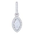 925 Sterling Silver Womens Cubic Zirconia Fashion Marquise Charm Pendant