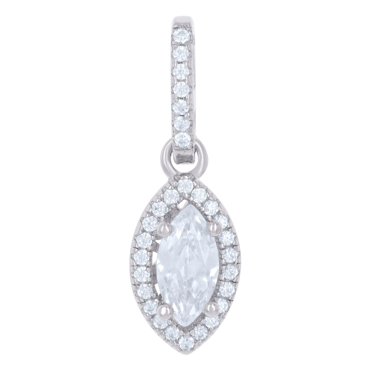 925 Sterling Silver Womens Cubic Zirconia Fashion Marquise Charm Pendant