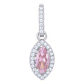 925 Sterling Silver Womens Pink Cubic Zirconia Fashion Marquise Charm Pendant