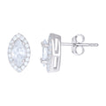 925 Sterling Silver Womens Cubic Zirconia Marquise Stud Earrings