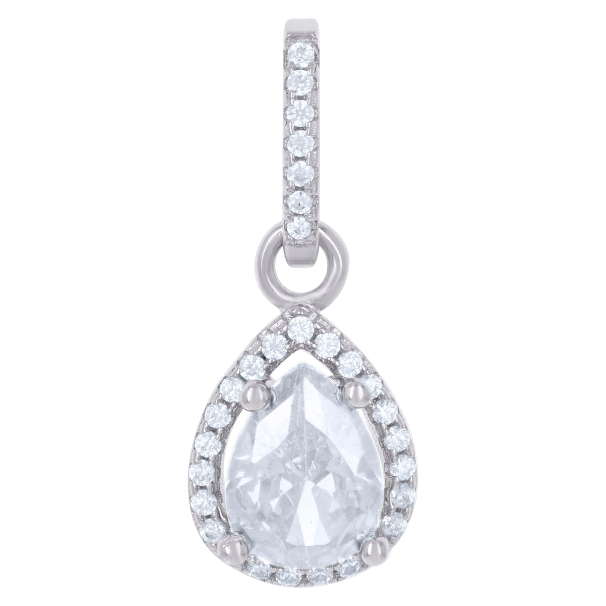 925 Sterling Silver Womens Cubic Zirconia Fashion Teardrop Charm Pendant