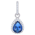925 Sterling Silver Womens Royal Blue Cubic Zirconia Fashion Teardrop Charm Pendant