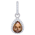 925 Sterling Silver Womens Brown Cubic Zirconia Fashion Teardrop Charm Pendant