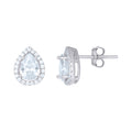 925 Sterling Silver Womens Cubic Zirconia Pear Stud Earrings
