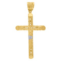 10K Two-tone Gold Mens Crucifix Cross Religious Charm Pendant