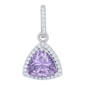 925 Sterling Silver Womens Purple Cubic Zirconia Fashion Triangle Charm Pendant