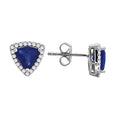 925 Sterling Silver Womens Royal Blue Cubic Zirconia Triangle Stud Earrings