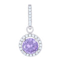 925 Sterling Silver Womens Purple Cubic Zirconia Fashion Round Charm Pendant