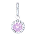 925 Sterling Silver Womens Pink Cubic Zirconia Fashion Round Charm Pendant
