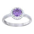 925 Sterling Silver Womens Purple Cubic Zirconia Fashion Ring Size 7