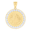 10K Yellow Gold Cubic-Zirconia Mens Lady Liberty Medallion Charm Pendant