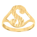 10K Yellow Gold Womens Diamond-Cut Textured Initial Letter S Band Ring