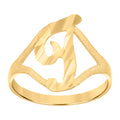10K Yellow Gold Womens Diamond-Cut Textured Initial Letter T Band Ring