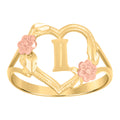 10K Two-Tone Gold Womens Dc Textured Initial Letter I Heart Band Ring
