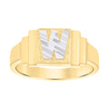 10K Two-tone Gold Womens Initial Letter "W" Ring