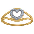 10K Gold Womens Two-Tone CZ Split Shank Heart Band Ring