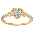 10K Gold Womens Two-Tone CZ Heart Round Band Ring