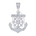 925 Sterling Silver Mens Cubic Zirconia Religious Anchor Crucifix Charm Pendant