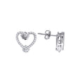 925 Sterling Silver Womens Cubic Zirconia Heart Stud Earrings