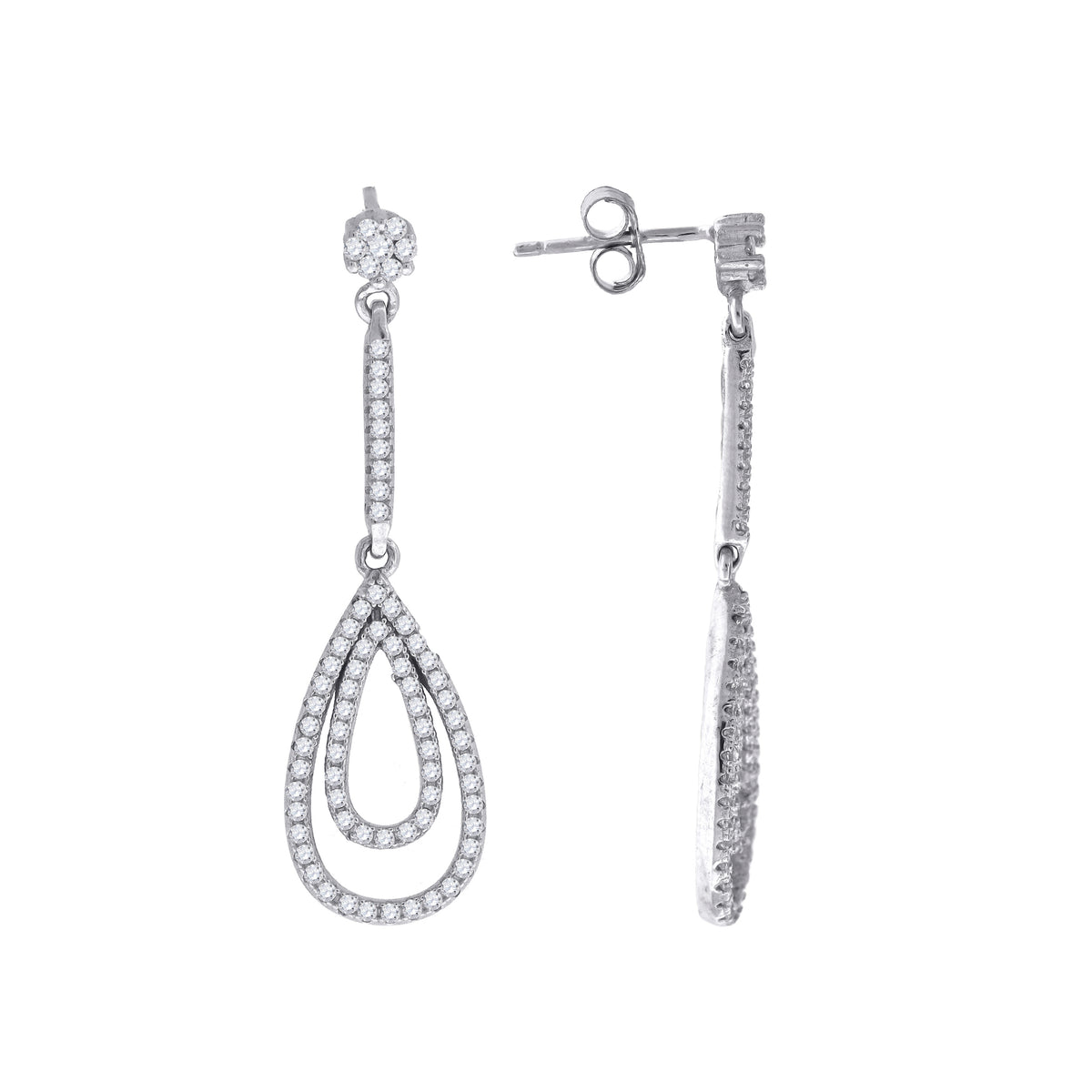 925 Sterling Silver Womens Cubic Zirconia Dangle Earrings